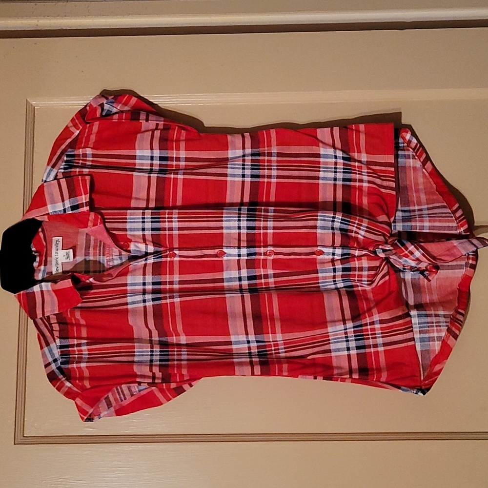 New York Laundry plaid, button up, tie bottom